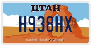 H938HX  license plate in UT