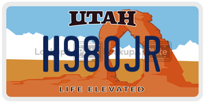 H980JR  license plate in UT
