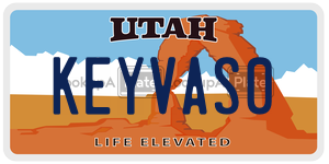 KEYVAS0  license plate in UT