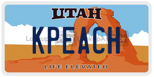 KPEACH license plate in Utah