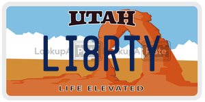 LI8RTY  license plate in UT
