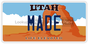 MADE  license plate in UT