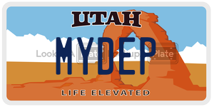 MYDEP  license plate in UT