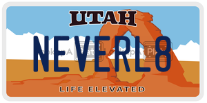 NEVERL8  license plate in UT