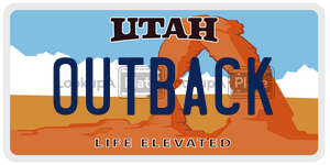 OUTBACK  license plate in UT