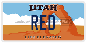 RED  license plate in UT