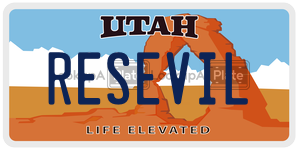RESEVIL  license plate in UT