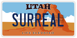 SURREAL license plate in Utah