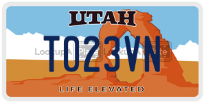 T023VN  license plate in UT