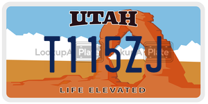 T115ZJ license plate in Utah