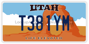 T381YM  license plate in UT