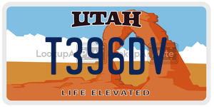 T396DV  license plate in UT
