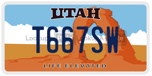 T667SW  license plate in UT