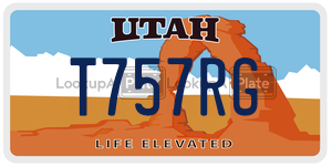T757RG  license plate in UT