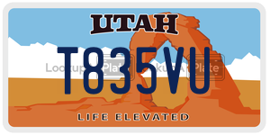 T835VU  license plate in UT