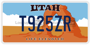 T925ZR license plate in Utah