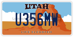 U356MW  license plate in UT