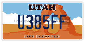 U385FF  license plate in UT