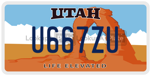 U667ZU  license plate in UT