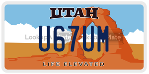 U67UM  license plate in UT