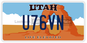 U76VN  license plate in UT