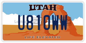 U810WW license plate in Utah