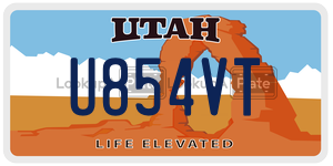 U854VT  license plate in UT