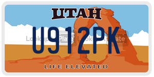 U912PK  license plate in UT