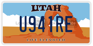 U941RE license plate in Utah