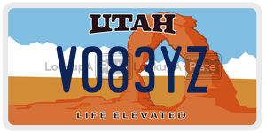 V083YZ  license plate in UT