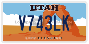 V743LK license plate in Utah