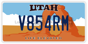V854RM license plate in Utah