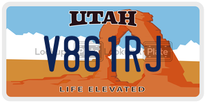 V861RJ  license plate in UT