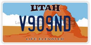V909ND license plate in Utah