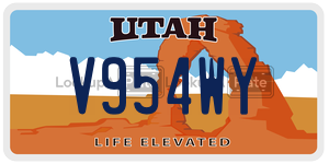 V954WY license plate in Utah