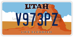 V973PZ  license plate in UT