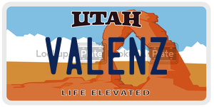 VALENZ  license plate in UT