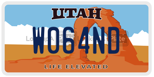 W064ND  license plate in UT