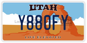 Y880FY  license plate in UT