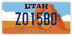Z015BD  license plate in UT