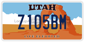 Z105BM  license plate in UT
