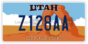 Z128AA  license plate in UT