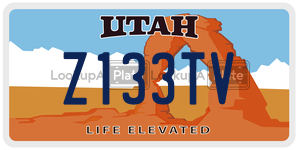 Z133TV license plate in Utah