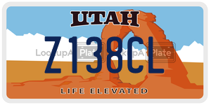 Z138CL license plate in Utah