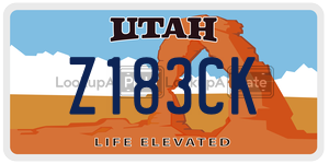 Z183CK  license plate in UT