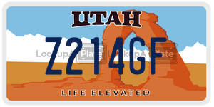 Z214GF  license plate in UT
