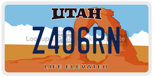 Z406RN  license plate in UT