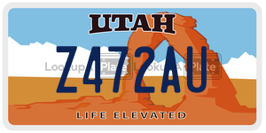 Z472AU  license plate in UT
