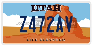 Z472AV  license plate in UT