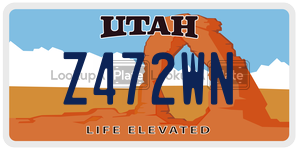 Z472WN  license plate in UT